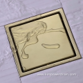 Hidden square gold shower floor drain